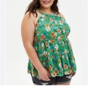 Torrid plus size floral eyelet lined babydoll tank new w/ tags 1x 2x 14 16 18 20